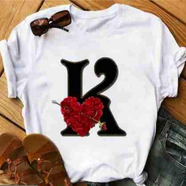 K-Alphabet Printed Heart T-shirt  - M