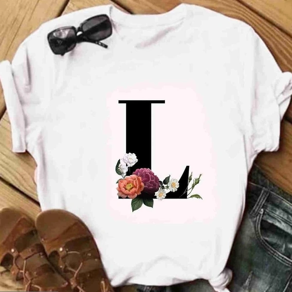 L-Alphabet Printed T-shirt  - L