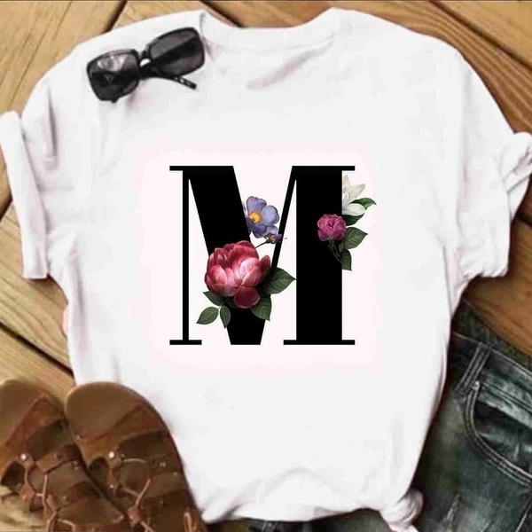 M-Alphabet Printed T-shirt  - L