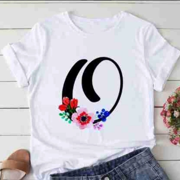 O-Alphabet Printed Floral T-shirt  - L