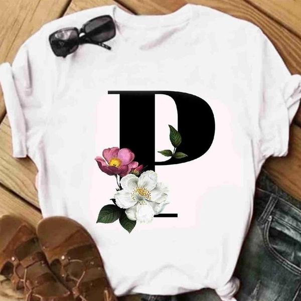 P-Alphabet Printed T-shirt  - XL