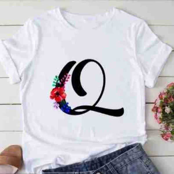 Q-Alphabet Printed Floral T-shirt  - S