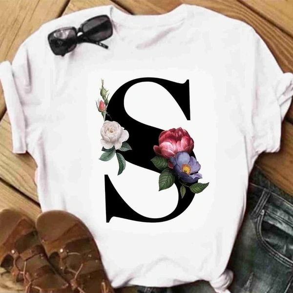 S-Alphabet Printed T-shirt  - M