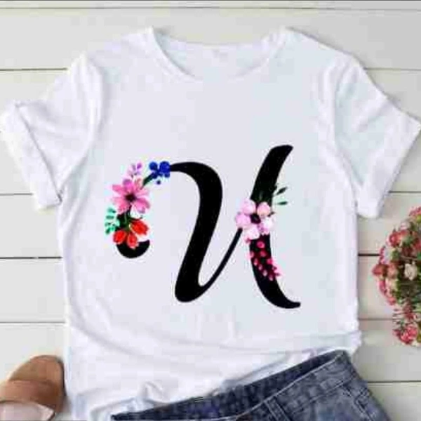 U-Alphabet Printed Floral T-shirt  - XL