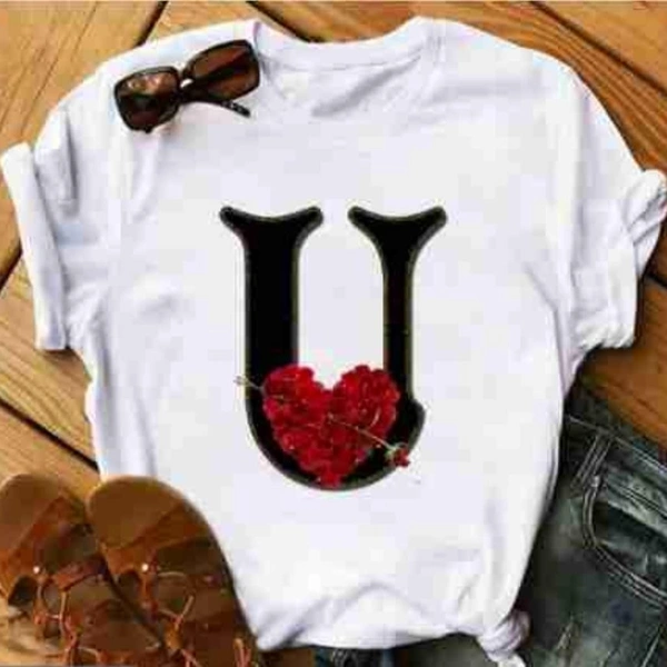 U-Alphabet Printed Heart T-shirt  - M