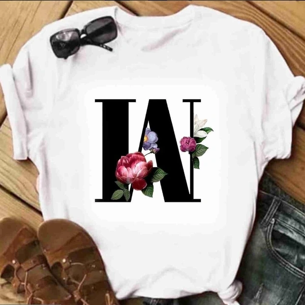 W-Alphabet Printed T-shirt  - XL
