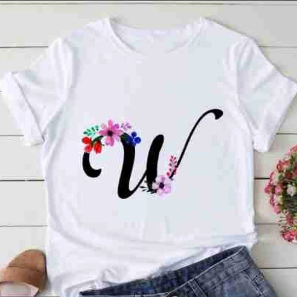 W-Alphabet Printed Floral T-shirt  - S