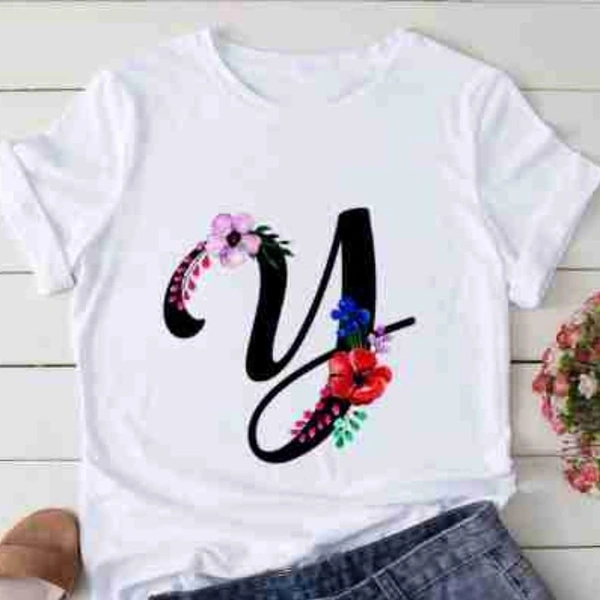 Y-Alphabet Printed Floral T-shirt  - L