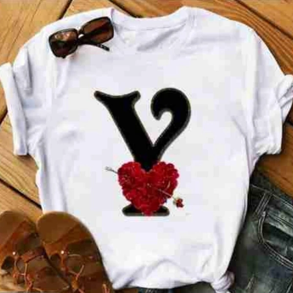 Y-Alphabet Printed Heart T-shirt  - S