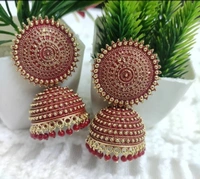 Latest Attractive Brass Beads Jhumka  - Brown