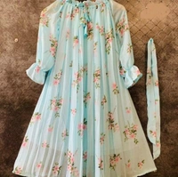  Latest Printed Georgette A-line Kurti  - Blue, M