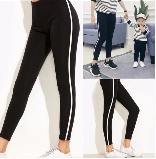 Women's Cotton Lycra Side Strips Sports Bottom - White stripes 