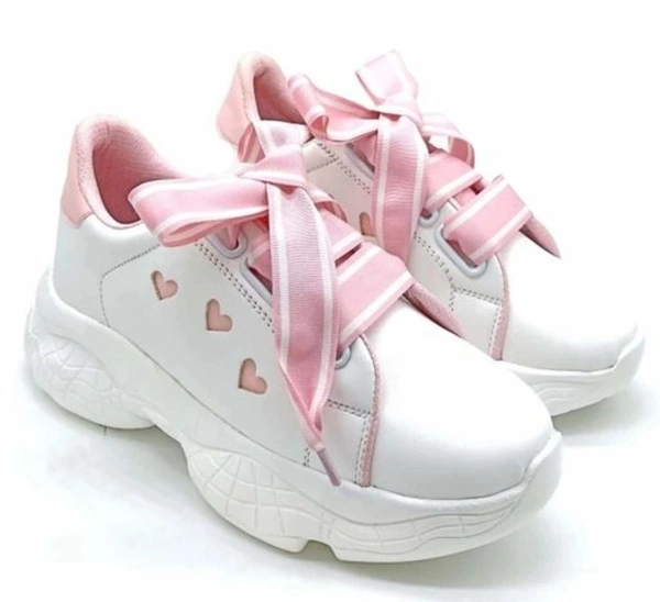 Synthetic Leather White Casual Shoes - IND 5