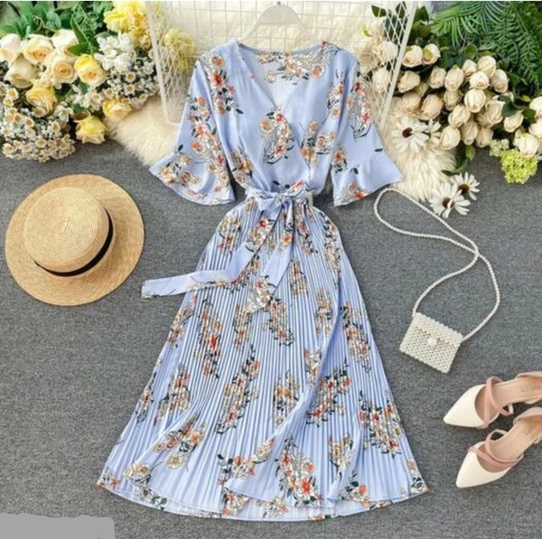 Urbane Ravishing Women Dresses - Light Blue , L