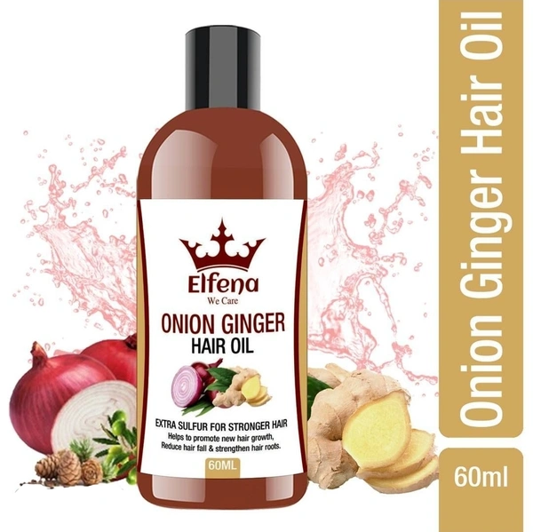 ELFENA Onion Ginger Hair Oil Control Hair Fall & Re-Growth Hair Oil  - 60 ml