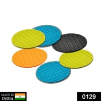0129 6 pcs Useful Round Shape Plain Silicone Cup Mat Coaster Drinking Tea Coffee Mug Wine Mat for Home - 0.04 kgs, India
