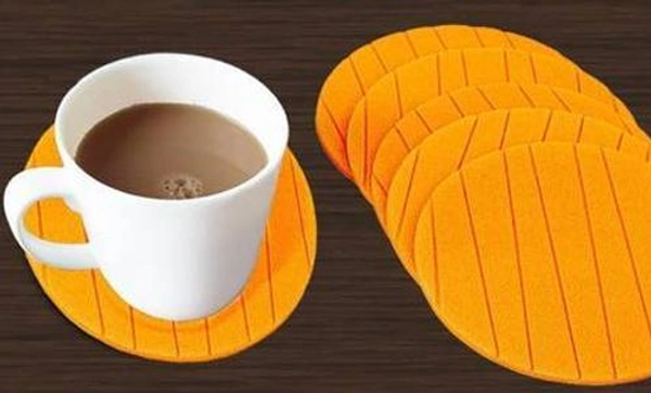 0129 6 pcs Useful Round Shape Plain Silicone Cup Mat Coaster Drinking Tea Coffee Mug Wine Mat for Home - 0.04 kgs, India