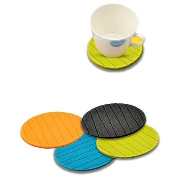 0129 6 pcs Useful Round Shape Plain Silicone Cup Mat Coaster Drinking Tea Coffee Mug Wine Mat for Home - 0.04 kgs, India