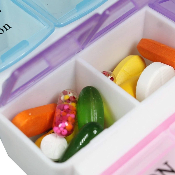 0383 Pill Case- 4 Row 28 Squares Weekly 7 Days Tablet Box Holder Medicine Storage Organizer Container - 0.103 kgs, China