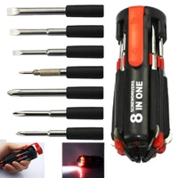 0427 08 in 1 Multi-Function Screwdriver Kit with LED Portable Torch - 0.194 kgs, China