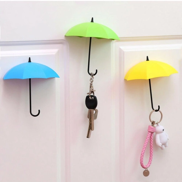 0486_3pcs/set Cute Umbrella Wall Mount Key Holder Wall Hook Hanger Organizer Durable Wall hooks bathroom kitchen Umbrella Wall Hook - 0.1 kgs, India