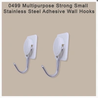 0499 Multipurpose Strong Small Stainless Steel Adhesive Wall Hooks(2pc) - 0.093 kgs, China
