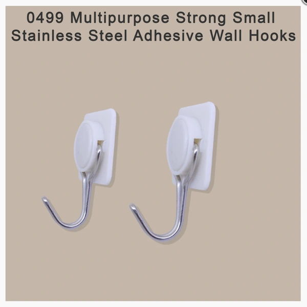 0499 Multipurpose Strong Small Stainless Steel Adhesive Wall Hooks(2pc) - 0.093 kgs, China