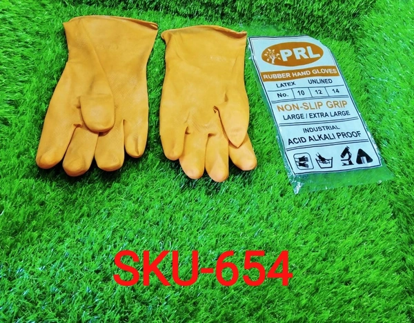 0654 - Cut Glove Reusable Rubber Hand Gloves (Orange) - 1 pc - 0.06 kgs, INDIA