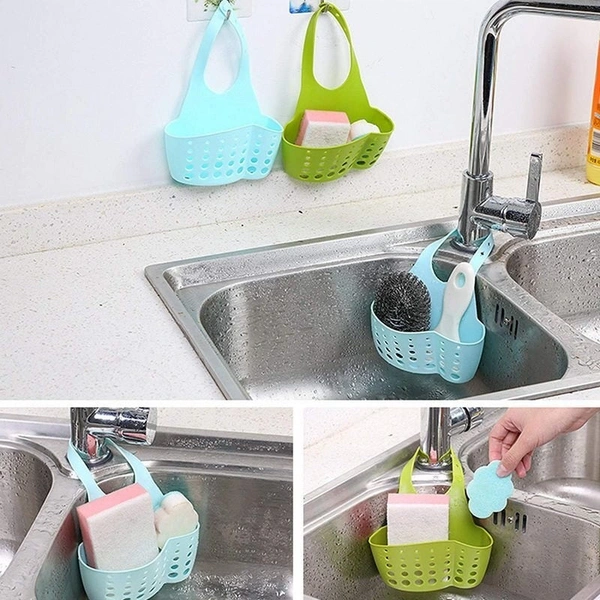 0762 Adjustable Kitchen Bathroom Water Drainage Plastic Basket/Bag with Faucet Sink Caddy - 0.105 kgs, China