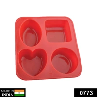 0773 Silicone Circle, Square, Oval and Heart Shape Soap And Mini Cake Making Mould - 0.173 kgs, India