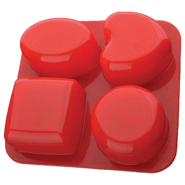 0773 Silicone Circle, Square, Oval and Heart Shape Soap And Mini Cake Making Mould - 0.173 kgs, India