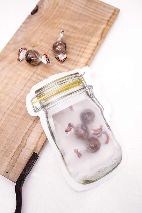 1073 Reusable Airtight Seal Plastic Food Storage Mason Jar Zipper (150ml) - 0.07 kgs, China