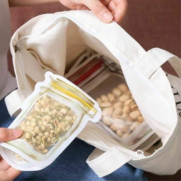 1073 Reusable Airtight Seal Plastic Food Storage Mason Jar Zipper (150ml) - 0.07 kgs, China