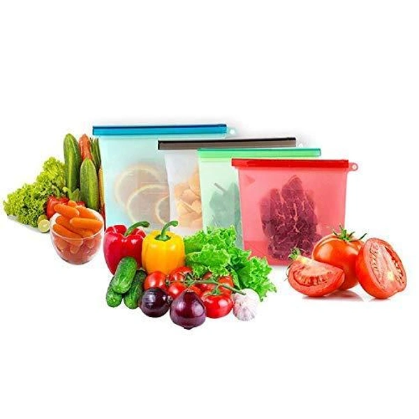 1080 Reusable Silicone Airtight Leakproof Food Storage Bag - 1 ltr - 0.183 kgs, China