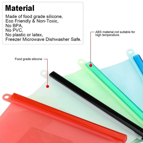 1080 Reusable Silicone Airtight Leakproof Food Storage Bag - 1 ltr - 0.183 kgs, China