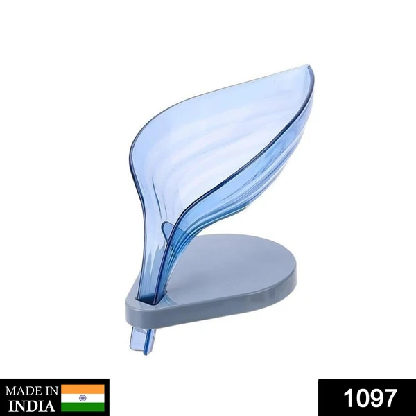 1097 Leaf Shape Soap Box Self Draining Bathroom Soap Holder - India, 0.304 kgs