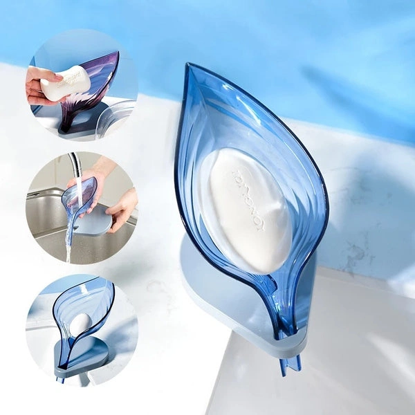 1097 Leaf Shape Soap Box Self Draining Bathroom Soap Holder - 0.304 kgs, India