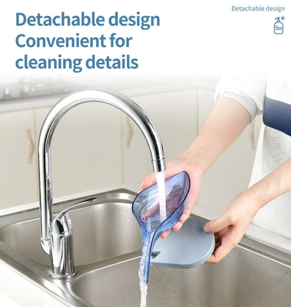 1097 Leaf Shape Soap Box Self Draining Bathroom Soap Holder - 0.304 kgs, India