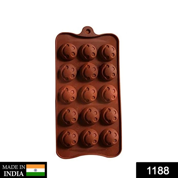 1188 Food Grade Non-Stick Reusable Silicone Smile Shape 15 Cavity Chocolate Molds / Baking Trays - India, 0.142 kgs