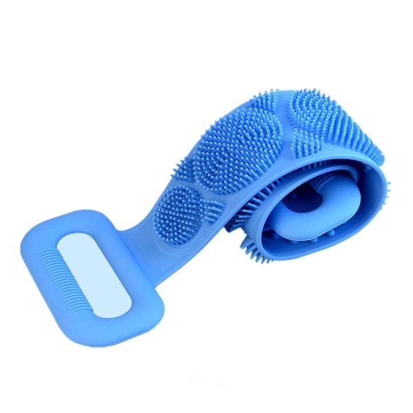 1302 Silicone Body Back Scrubber Double Side Bathing Brush for Skin Deep Cleaning, Scrubber Belt - 0.22 kgs, China