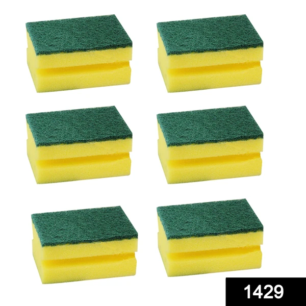 1429 Scrub Sponge 2 in 1 PAD for Kitchen, Sink, Bathroom Cleaning Scrubber (6 pc) - India, 0.35 kgs