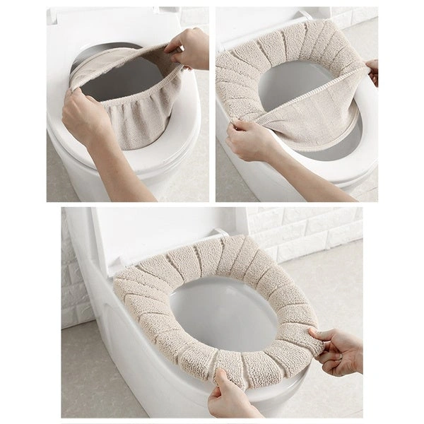 1458 Winter Comfortable Soft Toilet Seat Mat Cover Pad Cushion Plush - 0.41 kgs, China