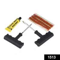 1513 Puncture Repair Kit Tubeless Tyre Full Set with Nose Pliers, Rubber Cement and Extra Strips for Cars, Bikes - 0.124 kgs, China