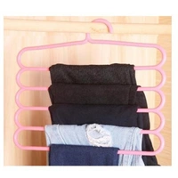 1541 Premium Wardrobe Storage Organizer 5 in 1 Multipurpose Plastic Hanger, Assorted (5) - 0.095 kgs, India