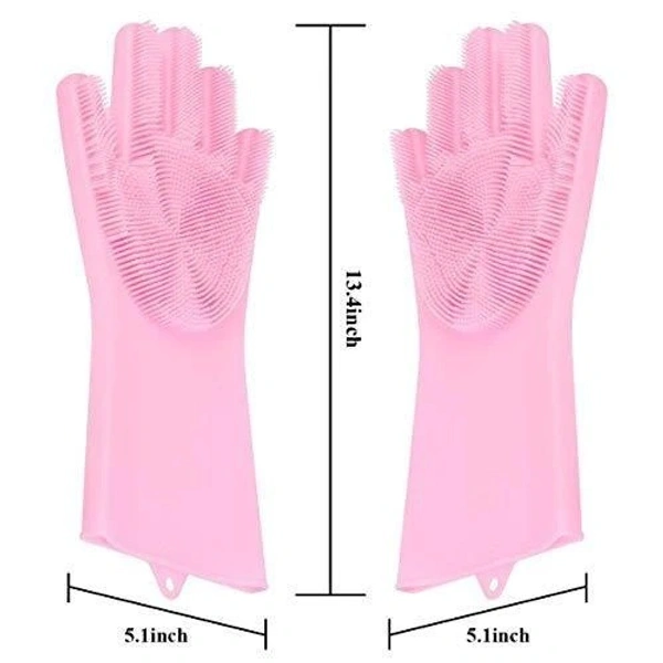 0714 Reusable Silicone Cleaning Brush Scrubber Gloves (Multicolor) - China, 0.164 kgs
