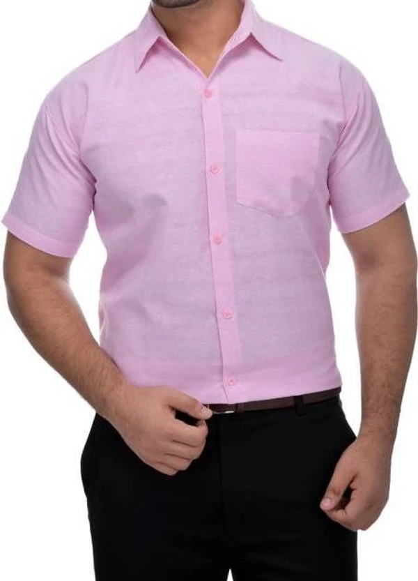 HALF-P44-SHIRT-PINK Khadi Cotton Half Sleeve Shirt - India, XXL / 44, 0.25 kgs