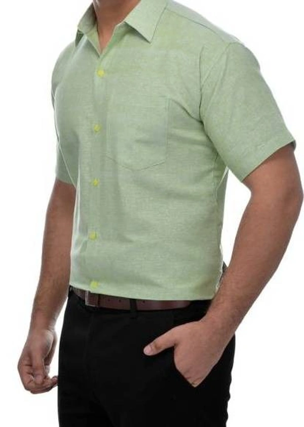 HALF-P44-SHIRT-GREEN Khadi Cotton Half Sleeve Shirt - India, XXL / 44, 0.25 kgs