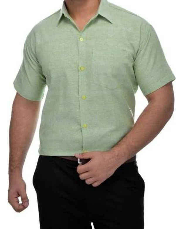 HALF-P38-SHIRT-GREEN Khadi Cotton Half Sleeve Shirt - India, M / 38, 0.25 kgs