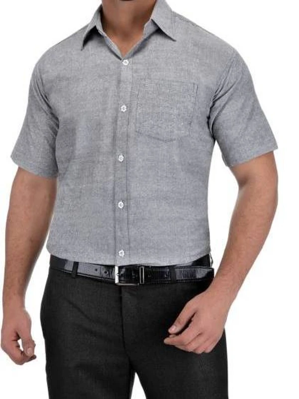 HALF-P42-SHIRT-GREY Khadi Cotton Half Sleeve Shirt - India, XL / 42, 0.25 kgs