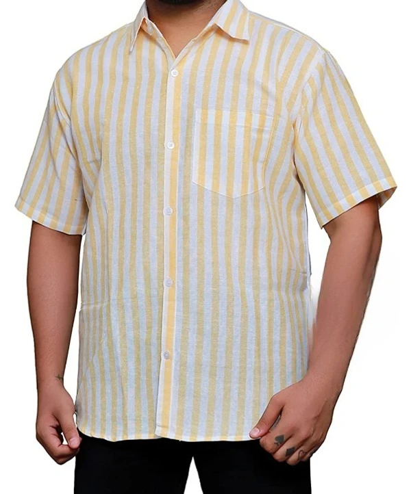 HALF-L44-SHIRT-YELLOW Khadi Cotton Half Sleeve Shirt - India, XXL / 44, 0.25 kgs